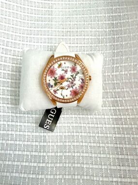GUESS Floral Rhinestone Watch - Rose Gold Tone - Like New w/ Tag